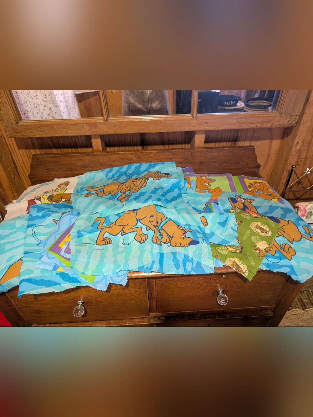 Vintage Cotton Material Scooby Doo Fabric Quilt Blanket Craft Lot 30 + Piece